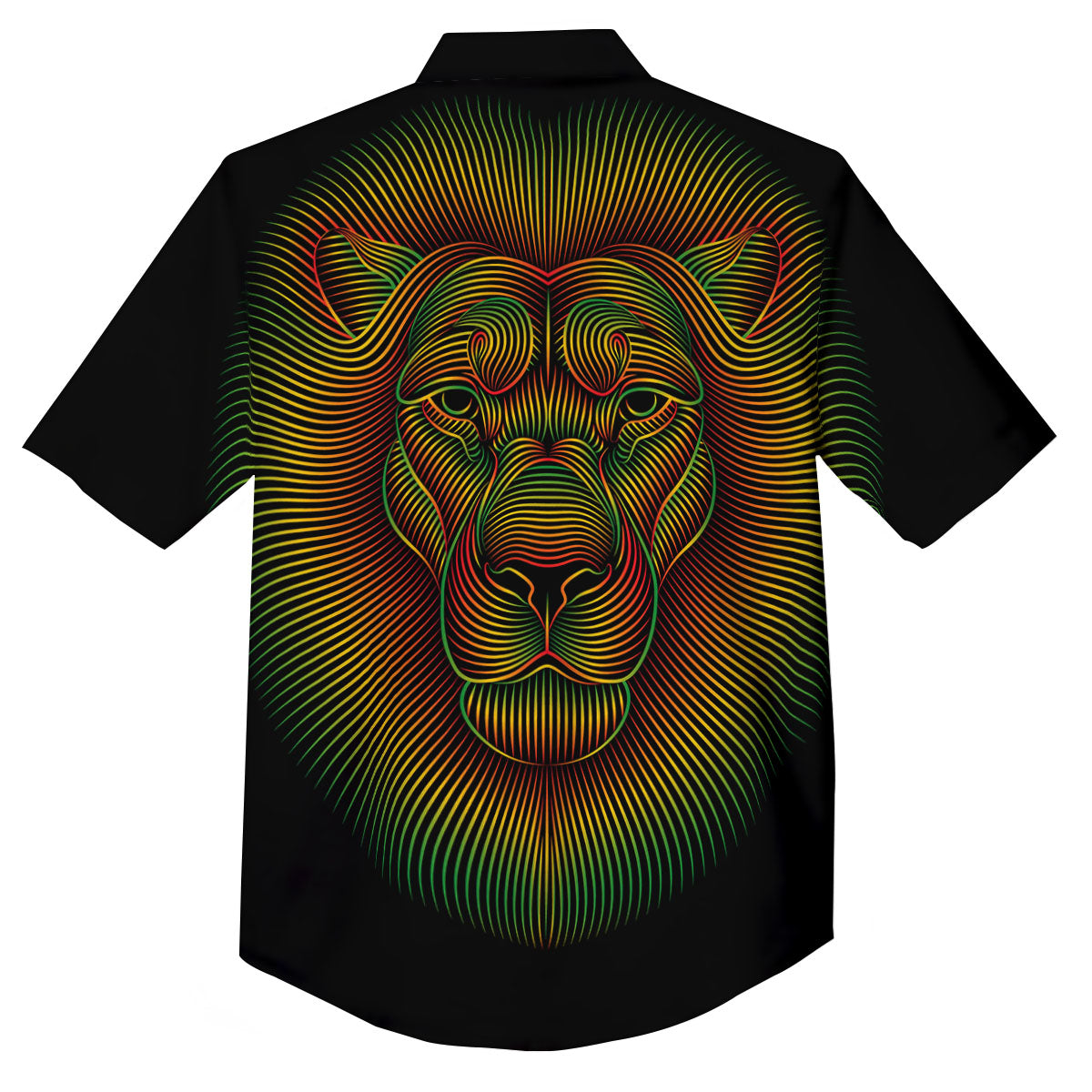 Lion Rasta Print Button Up Shirt-grizzshop