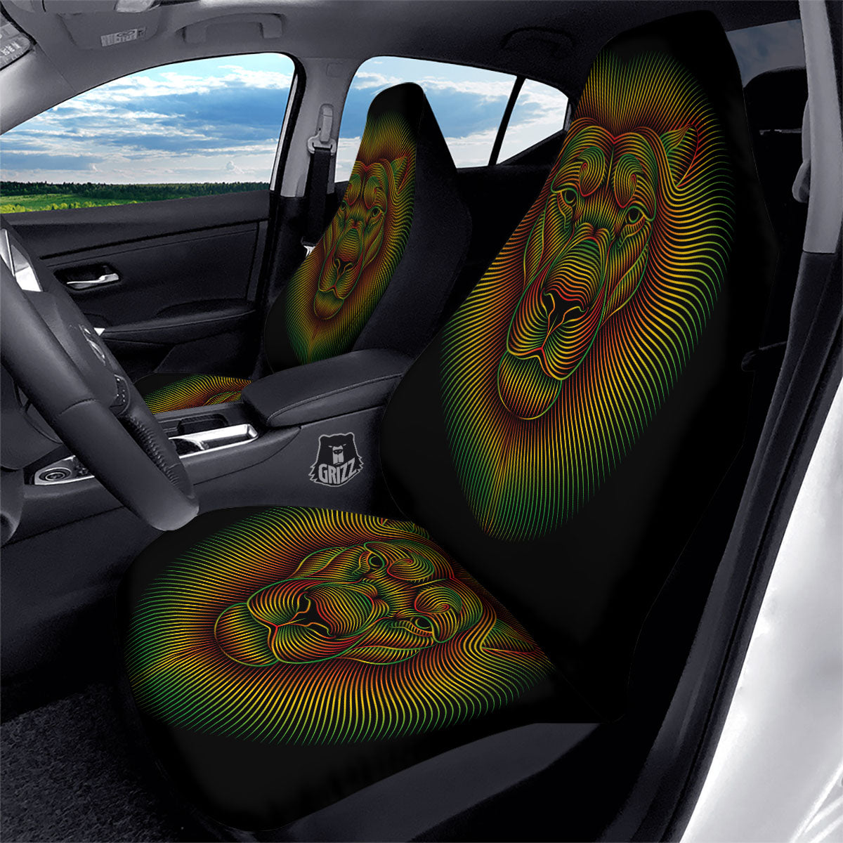 Lion Rasta Print Car Seat Covers-grizzshop