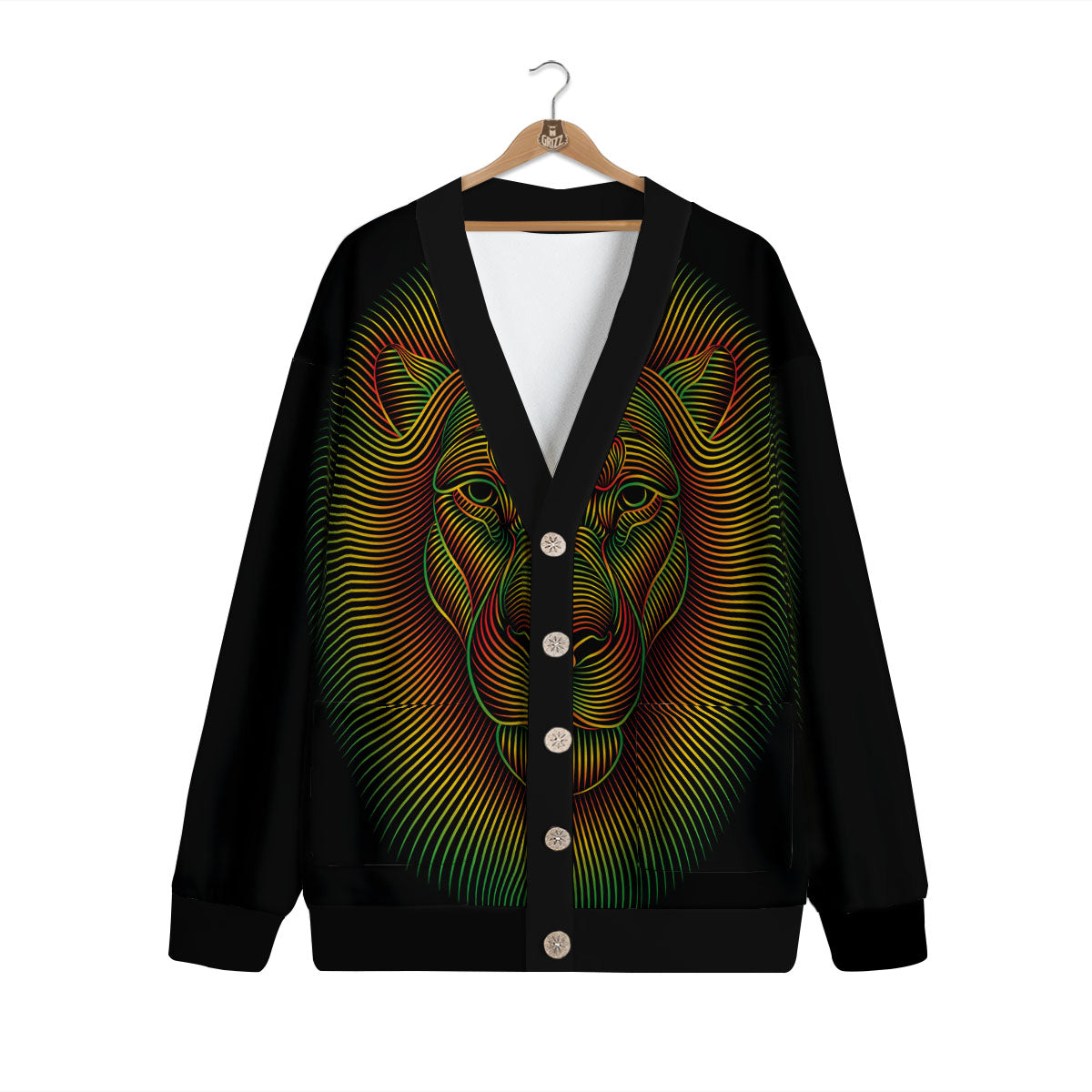 Lion Rasta Print Cardigan-grizzshop