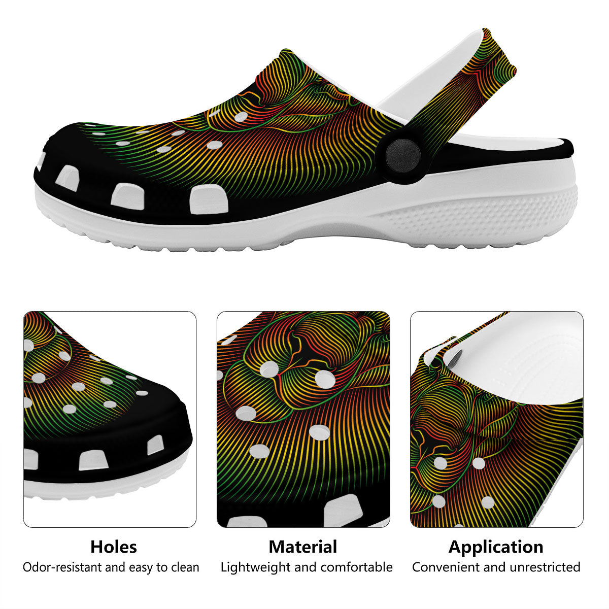 Lion Rasta Print Clog-grizzshop