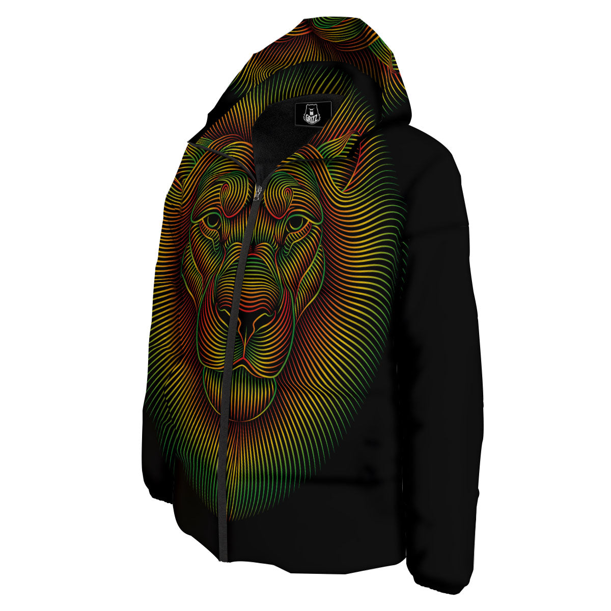 Lion Rasta Print Down Jacket-grizzshop