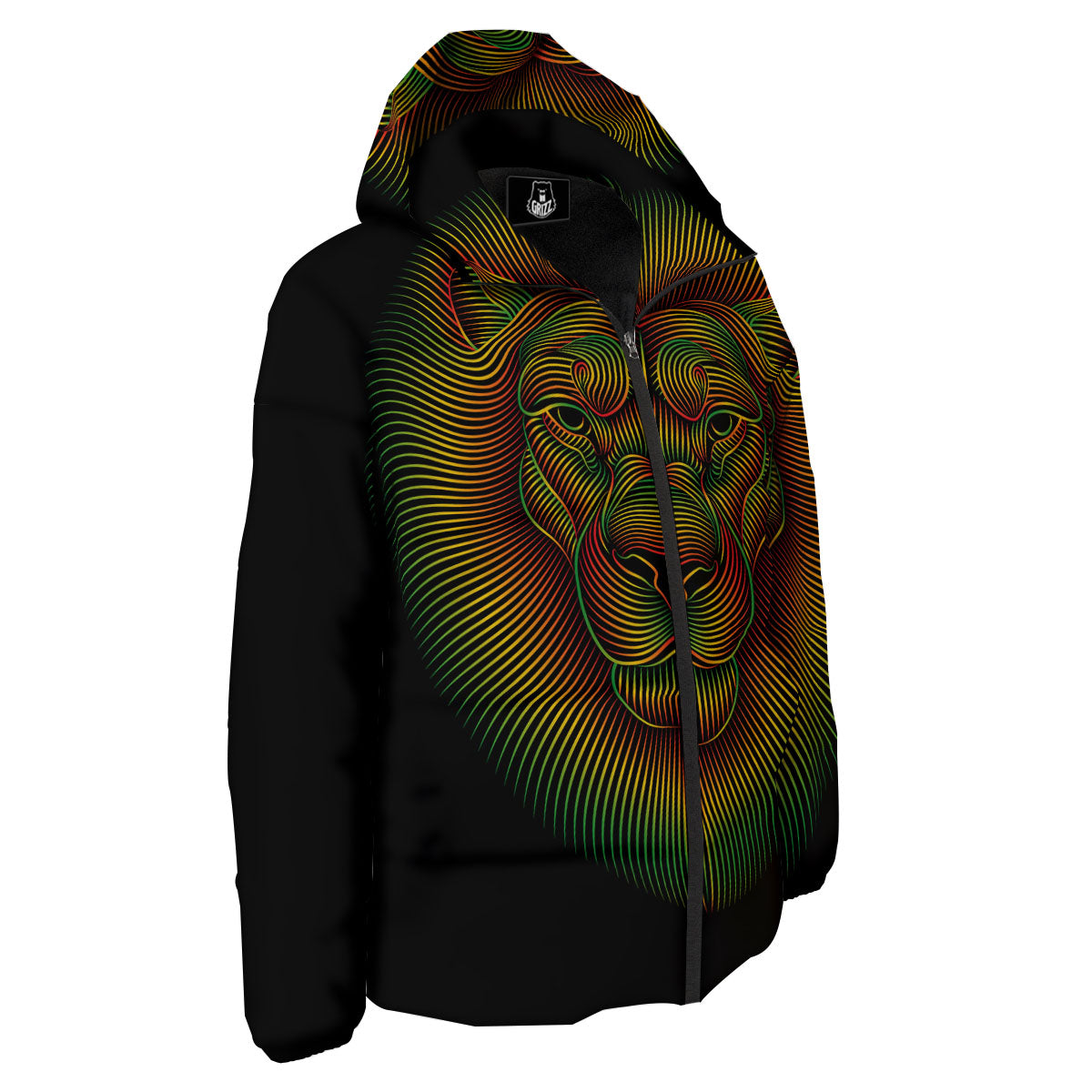 Lion Rasta Print Down Jacket-grizzshop