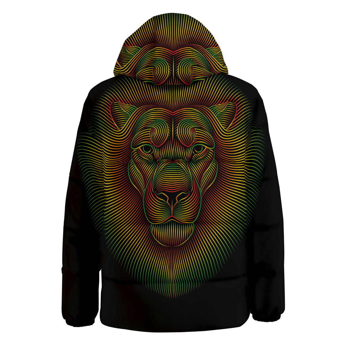 Lion Rasta Print Down Jacket-grizzshop