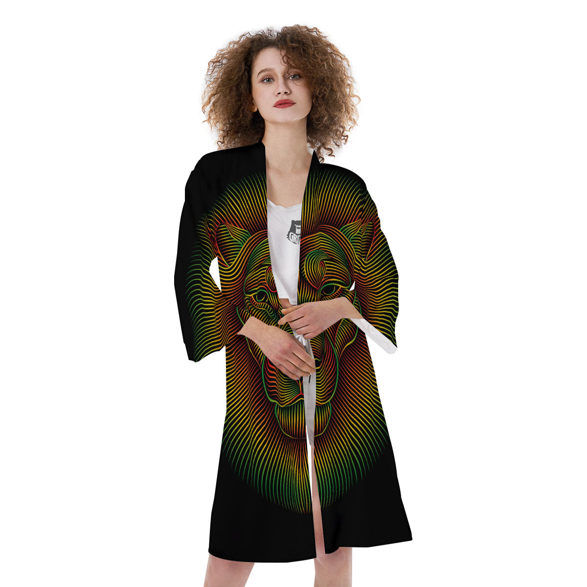 Lion Rasta Print Kimono-grizzshop