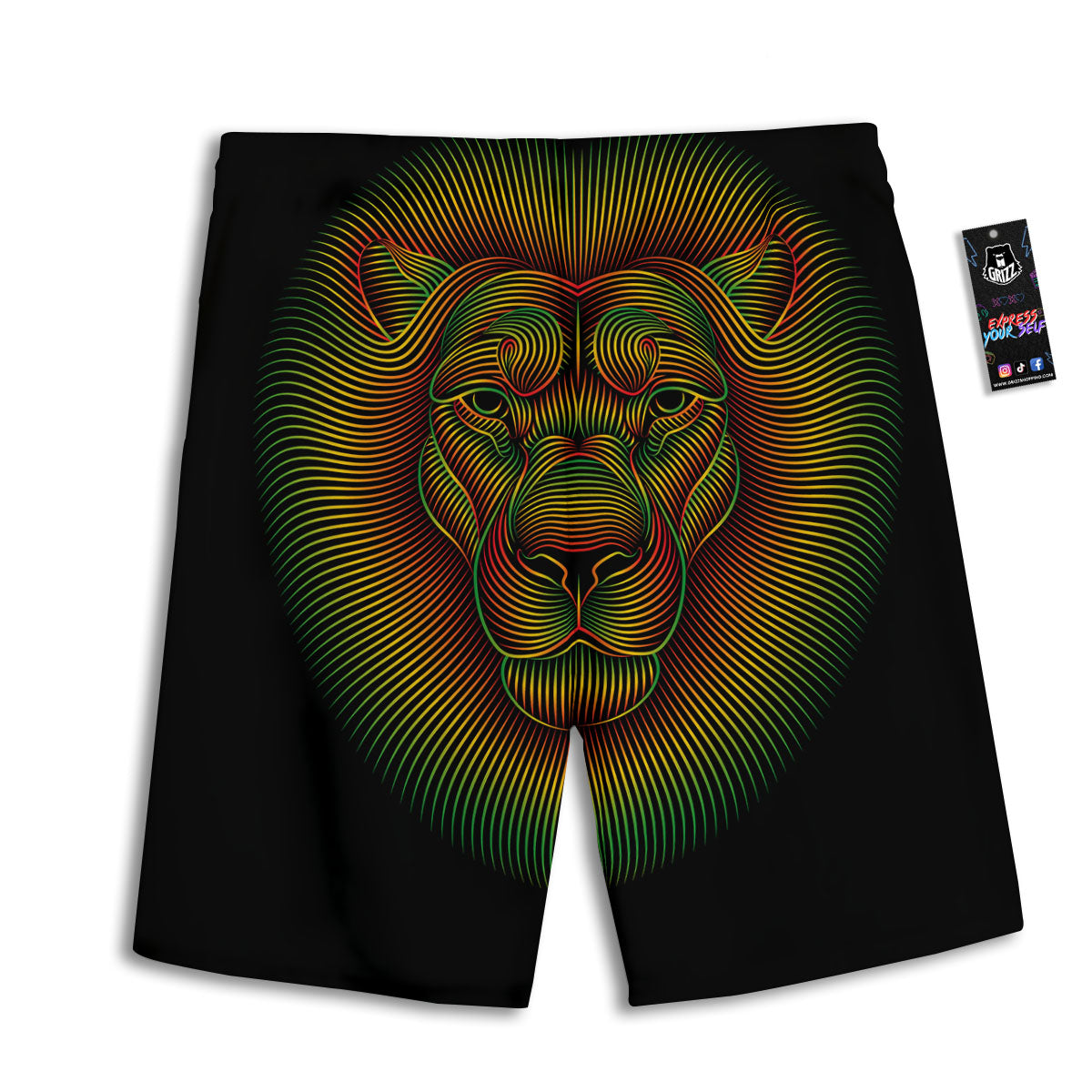 Lion Rasta Print Men's Athletic Shorts