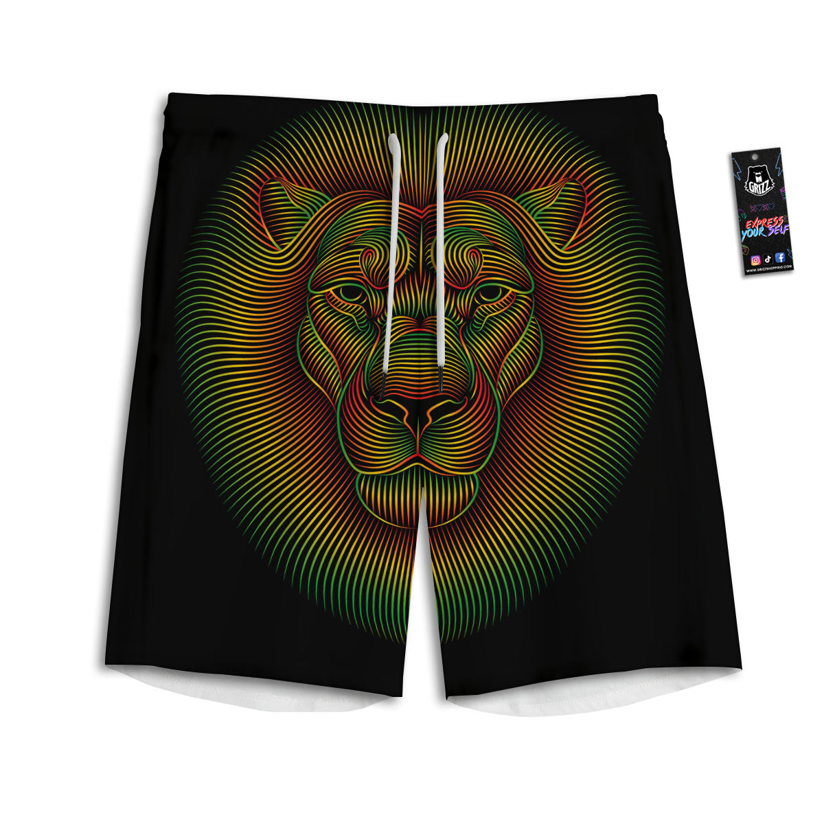 Lion Rasta Print Men's Athletic Shorts
