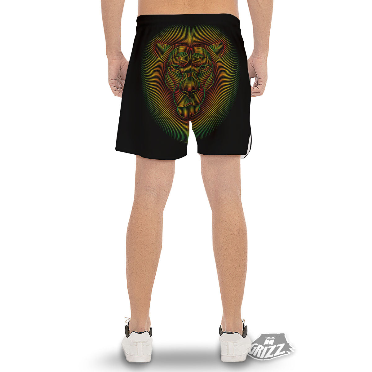 Lion Rasta Print Men's Gym Shorts-grizzshop