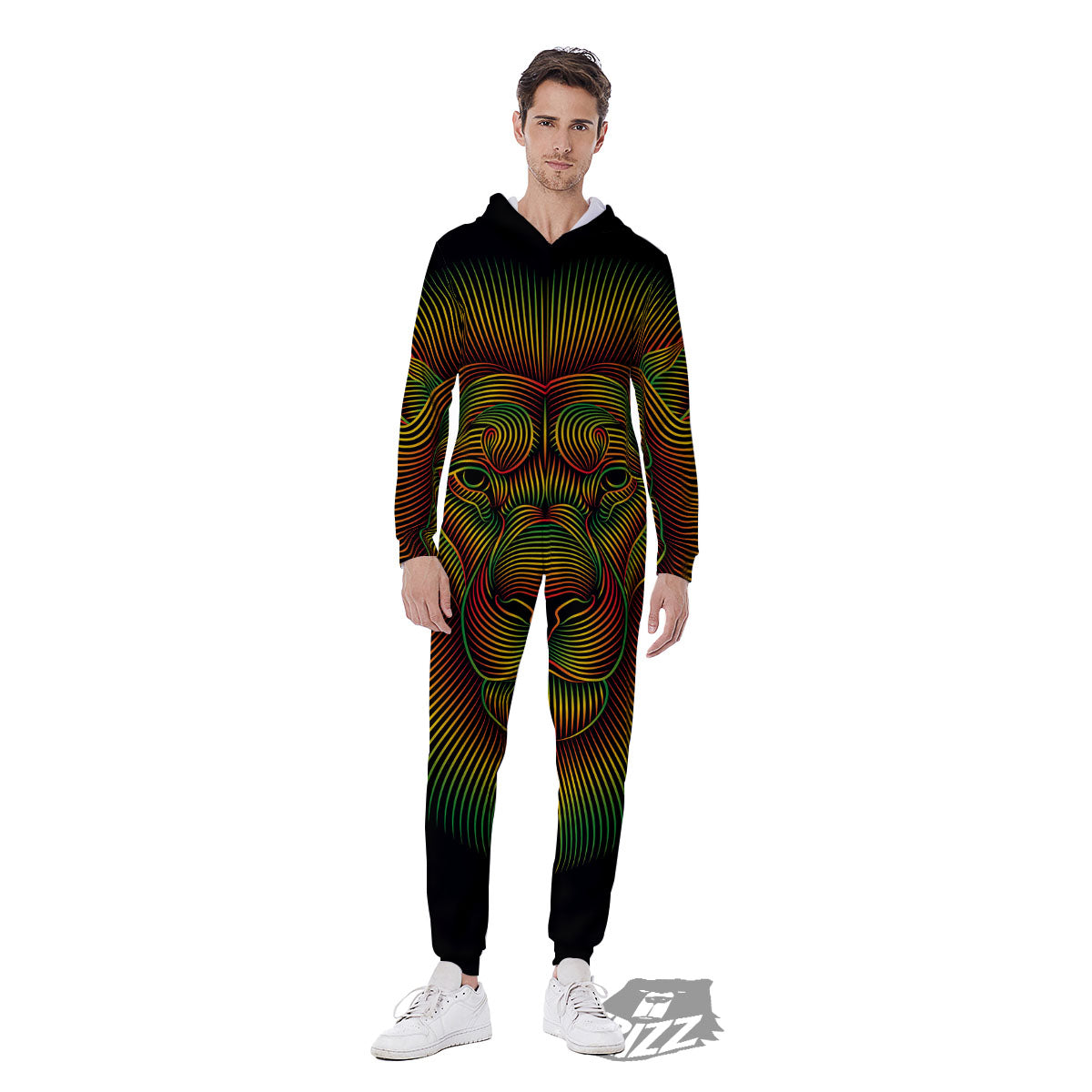 Lion Rasta Print Men's Jumpsuit-grizzshop