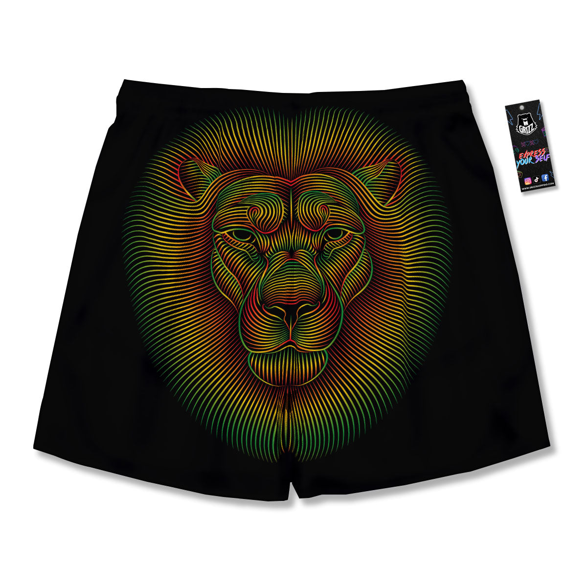 Lion Rasta Print Men's Running Shorts-grizzshop