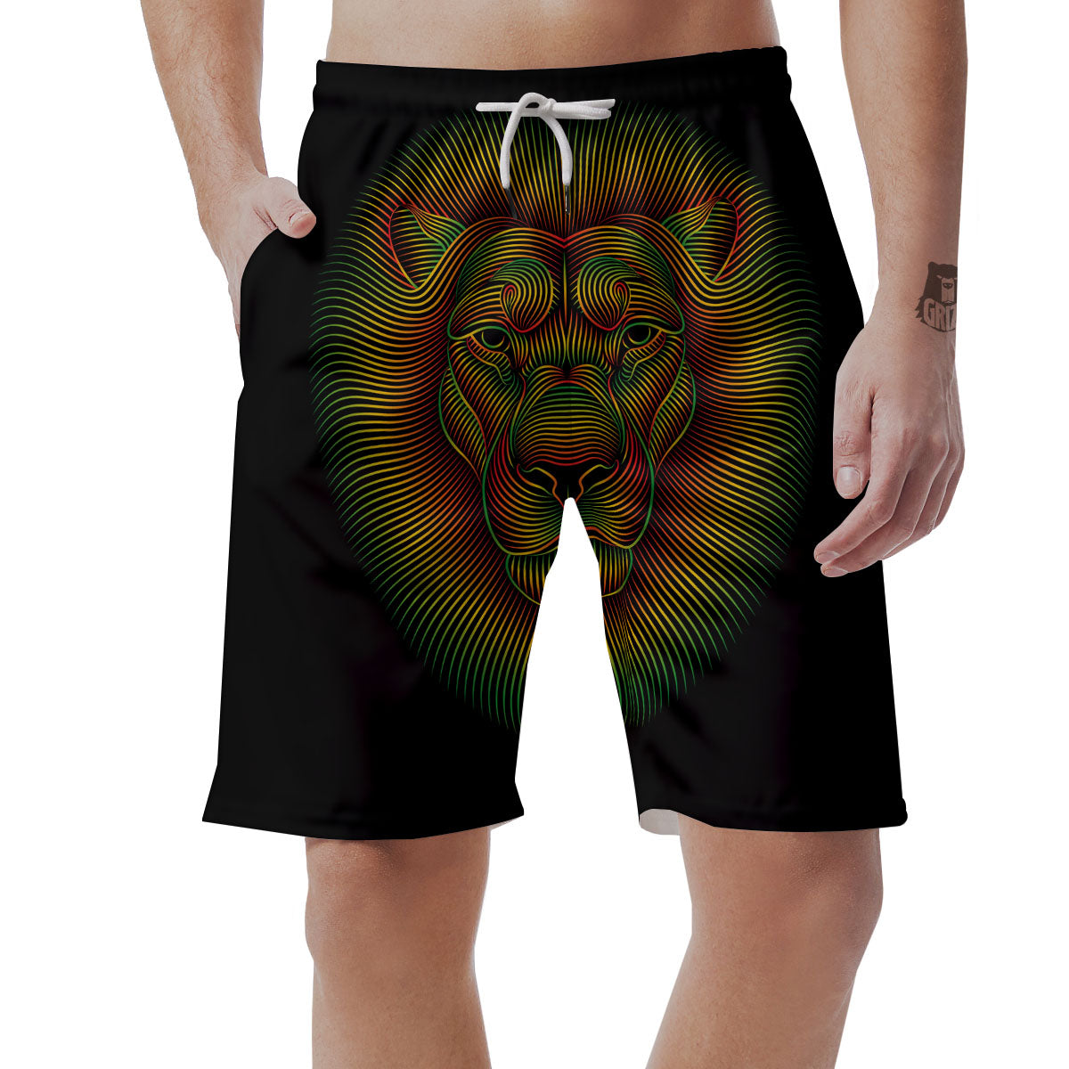 Lion Rasta Print Men's Shorts-grizzshop