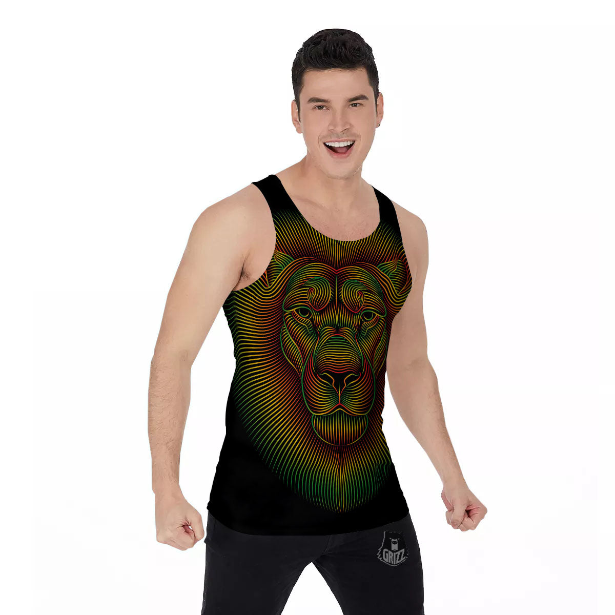 Lion Rasta Print Men's Tank Top-grizzshop
