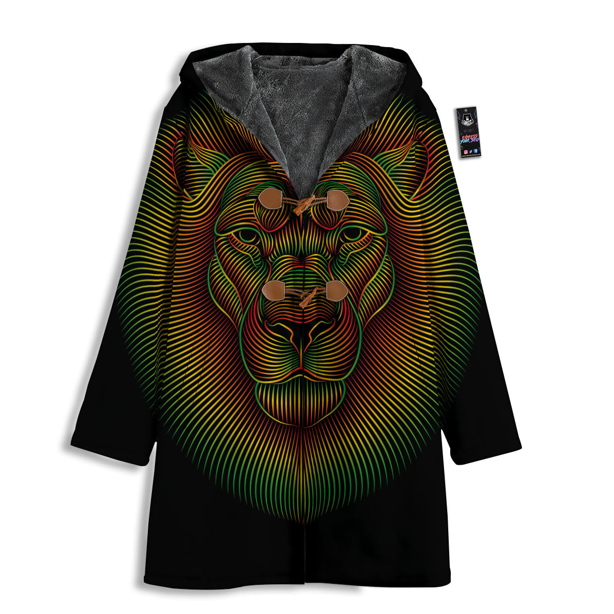 Lion Rasta Print Men's Windbreaker Jacket-grizzshop