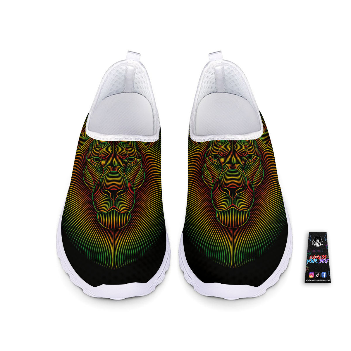 Lion Rasta Print Nurse Shoes-grizzshop