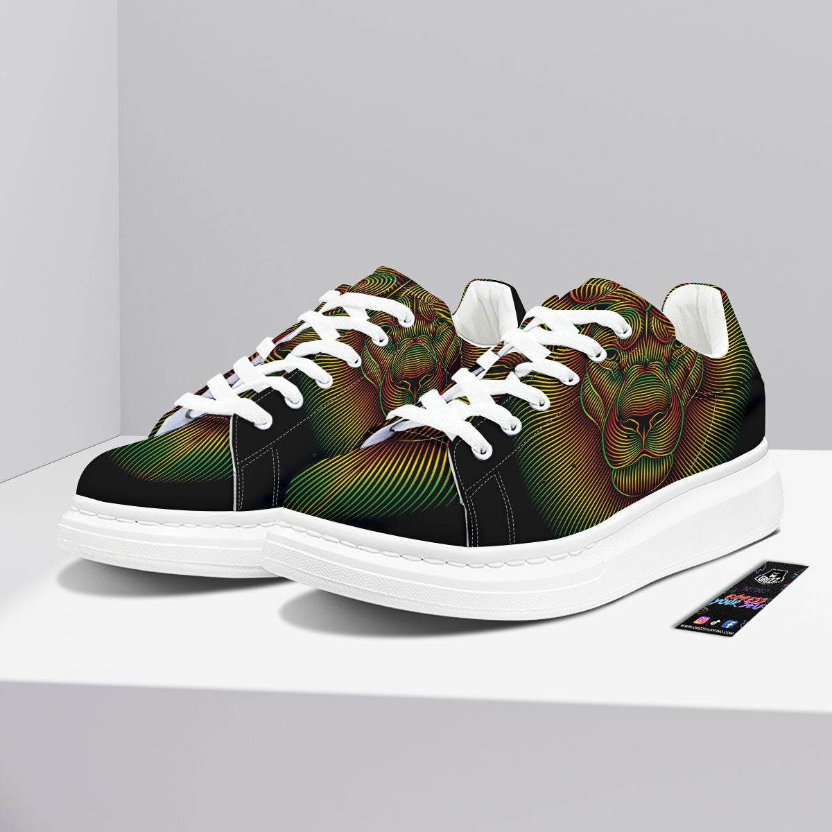 Lion Rasta Print Platform Shoes-grizzshop
