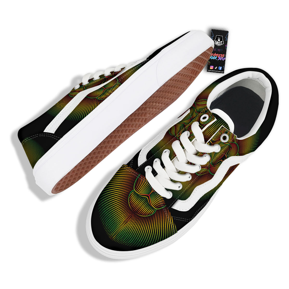 Lion Rasta Print Skate Shoes-grizzshop