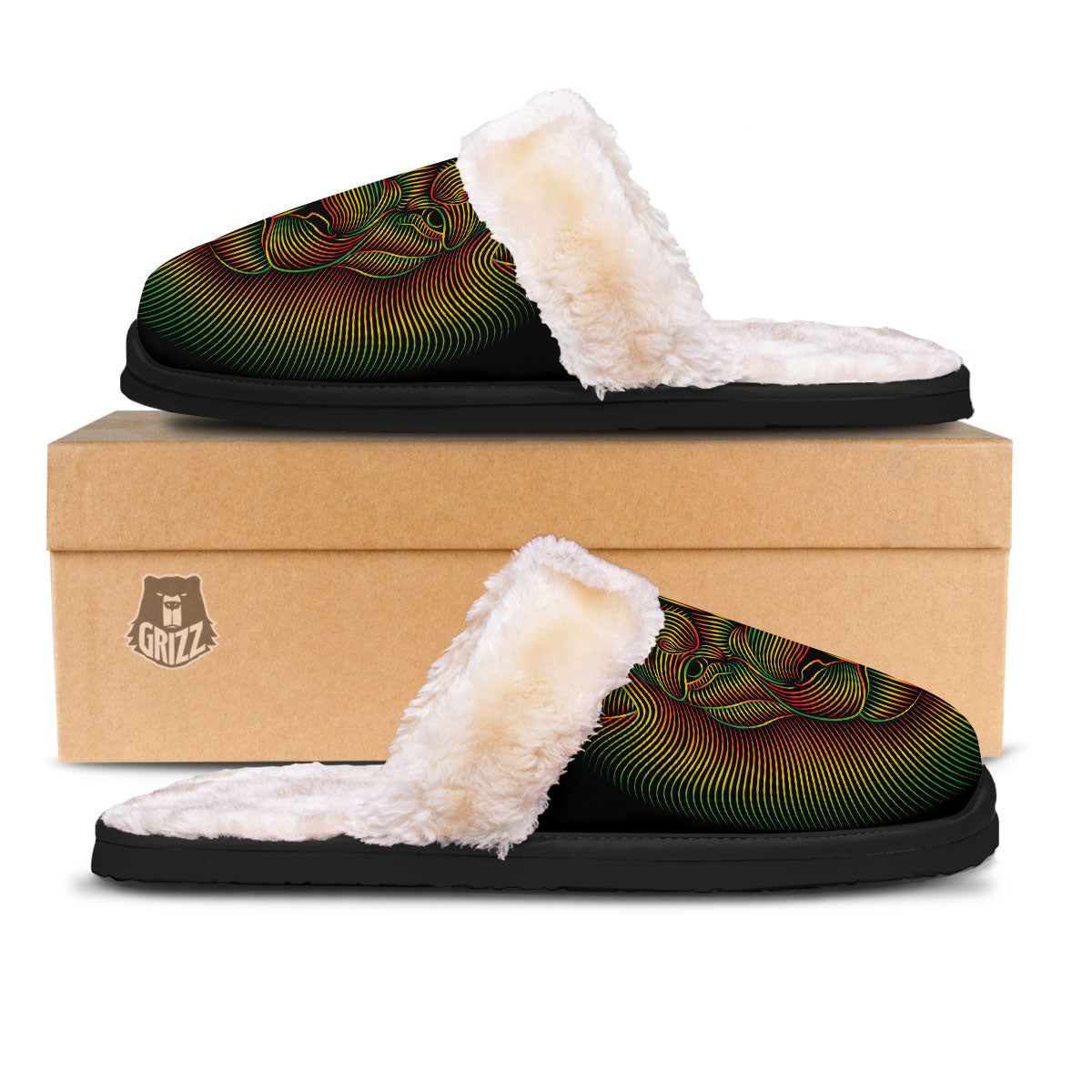 Lion Rasta Print Slippers-grizzshop