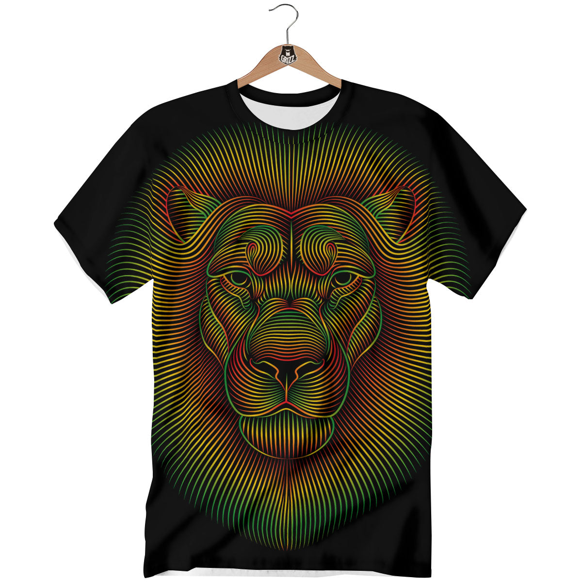 Lion Rasta Print T-Shirt-grizzshop