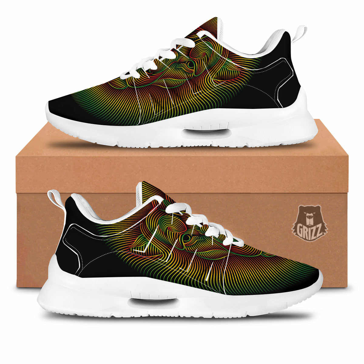 Lion Rasta Print Tennis Shoes-grizzshop