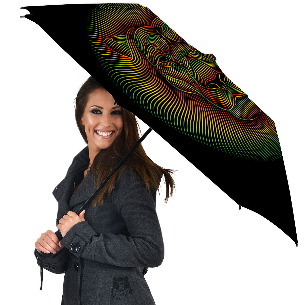 Lion Rasta Print Umbrella-grizzshop