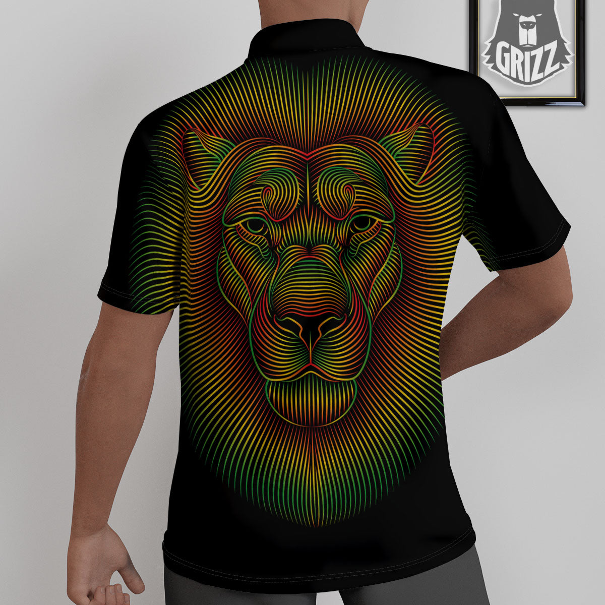 Lion Rasta Print Untucked Shirts-grizzshop