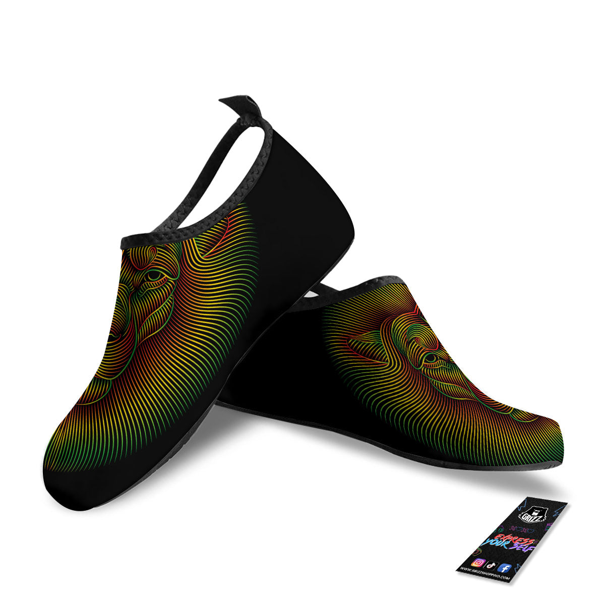 Lion Rasta Print Water Shoes-grizzshop