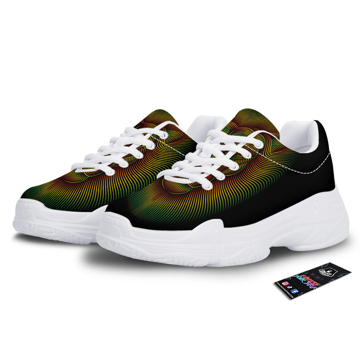 Lion Rasta Print White Chunky Shoes-grizzshop