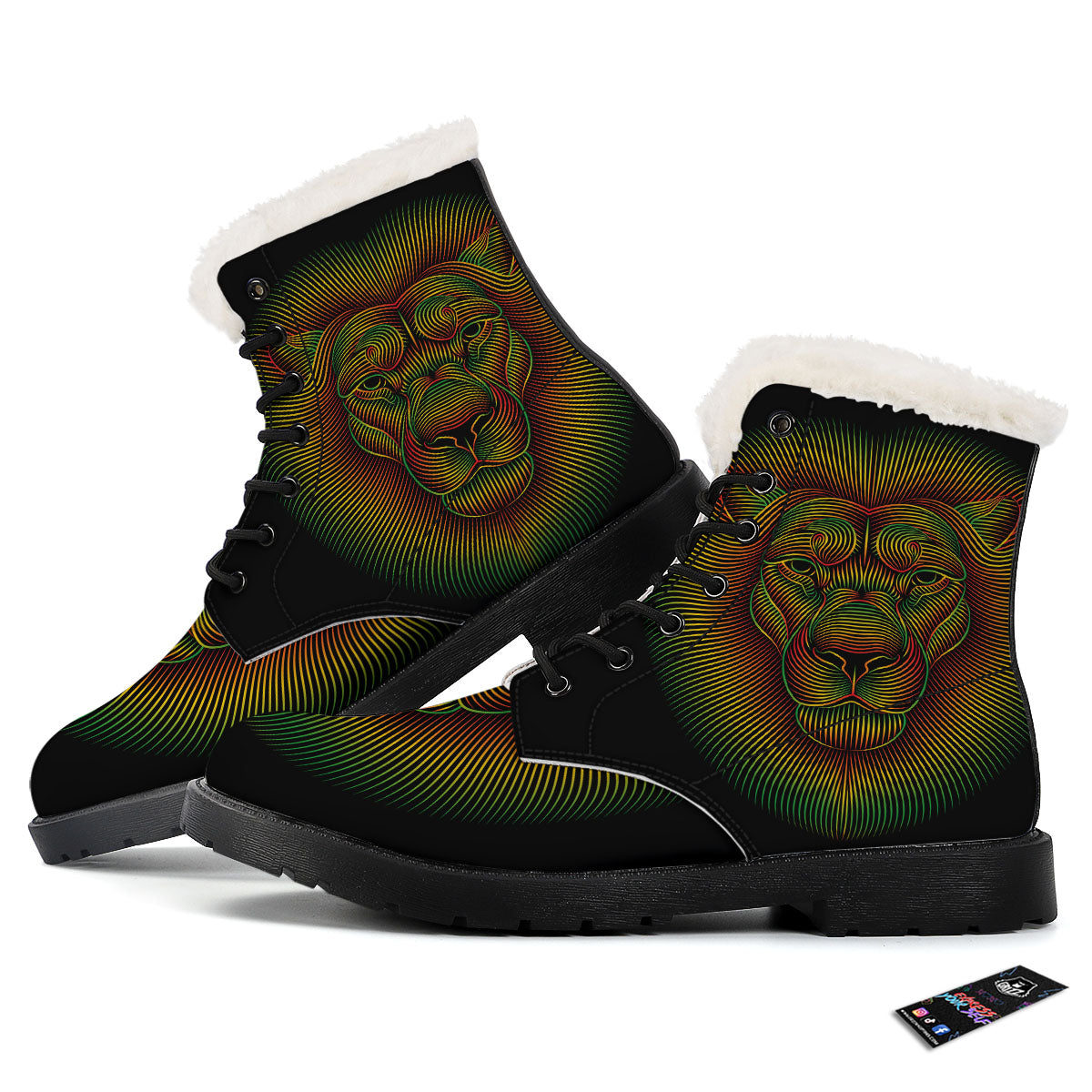 Lion Rasta Print Winter Boots-grizzshop