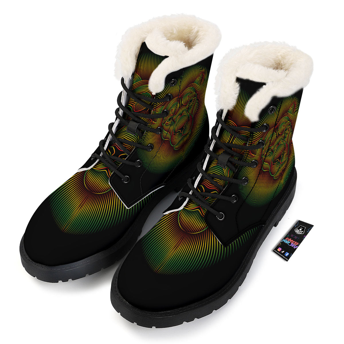 Lion Rasta Print Winter Boots-grizzshop