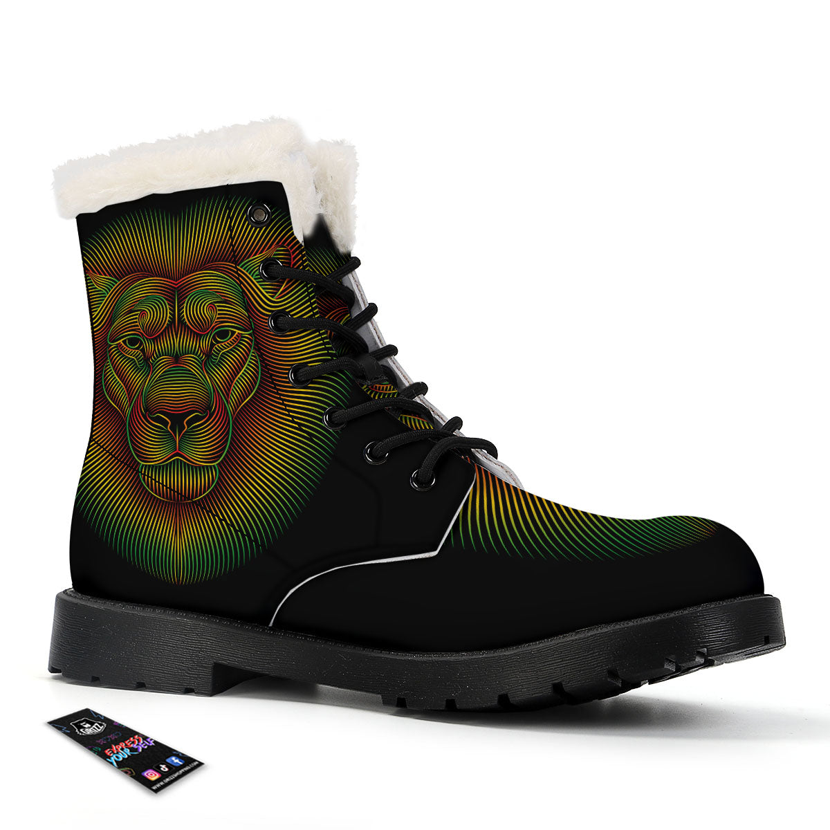 Lion Rasta Print Winter Boots-grizzshop