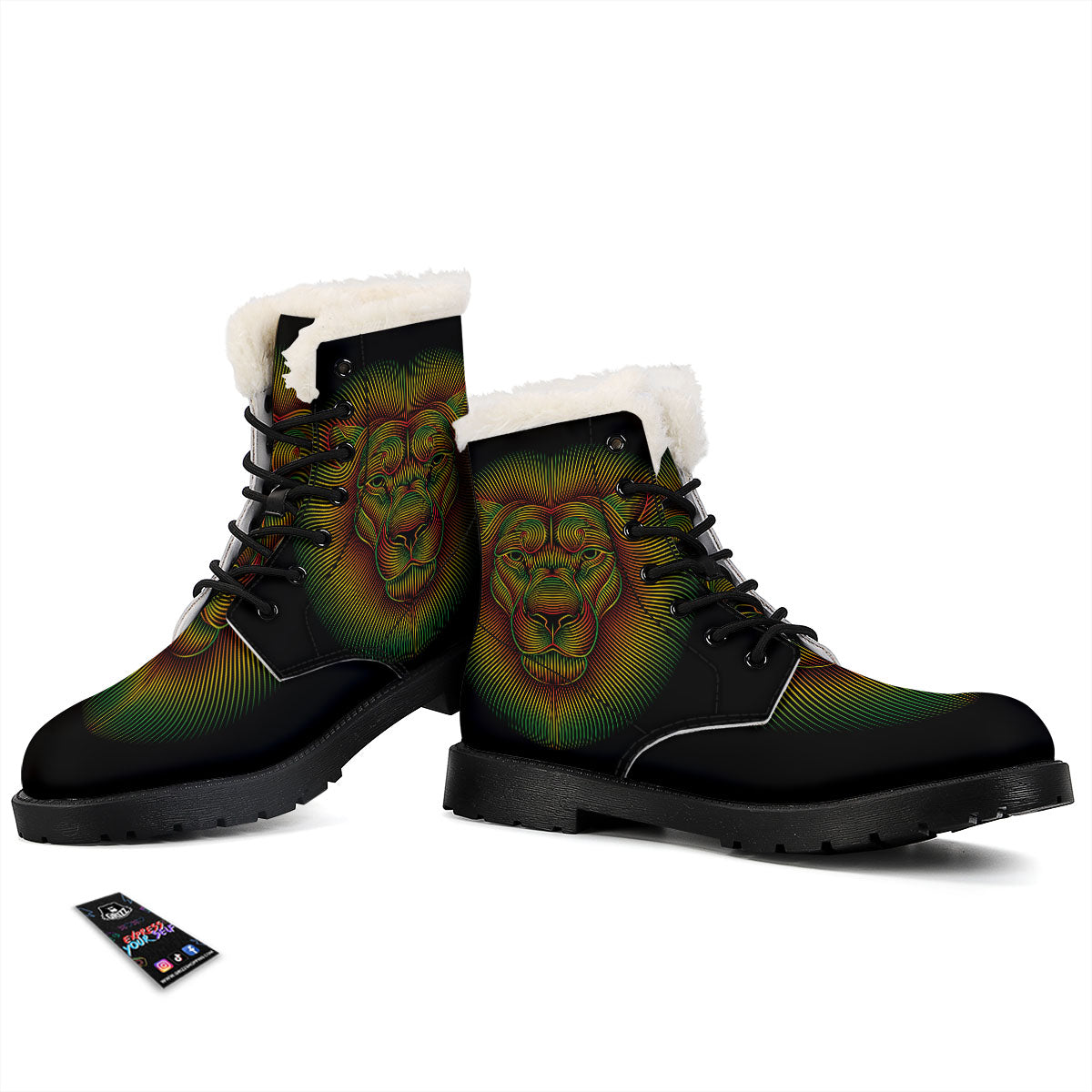 Lion Rasta Print Winter Boots-grizzshop