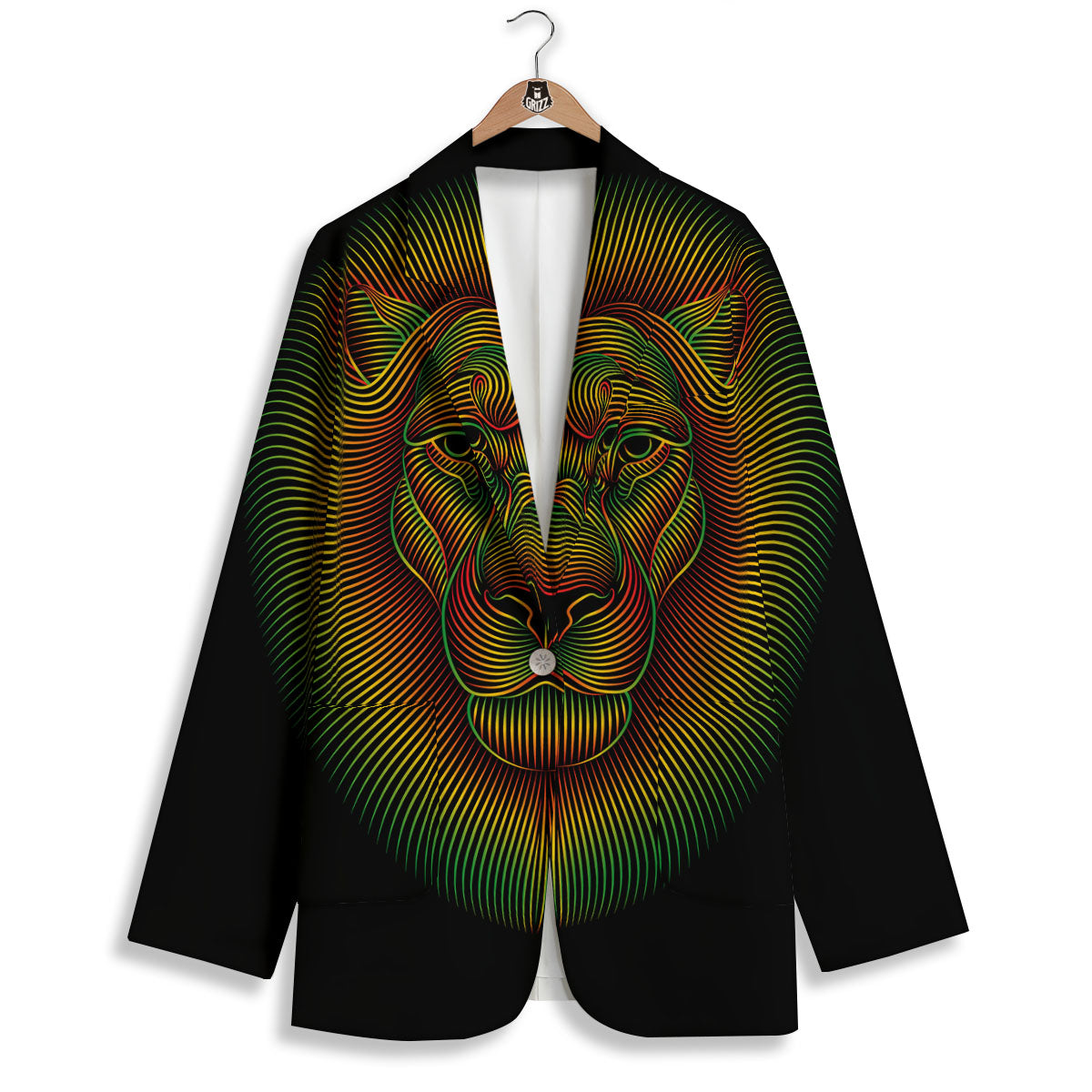 Lion Rasta Print Women's Blazer-grizzshop