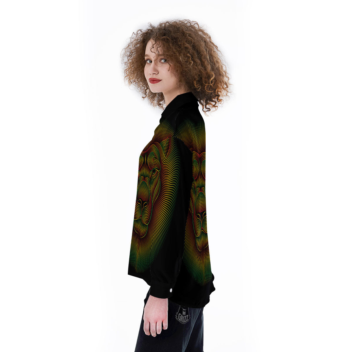 Lion Rasta Print Women's Long Sleeve Shirts-grizzshop