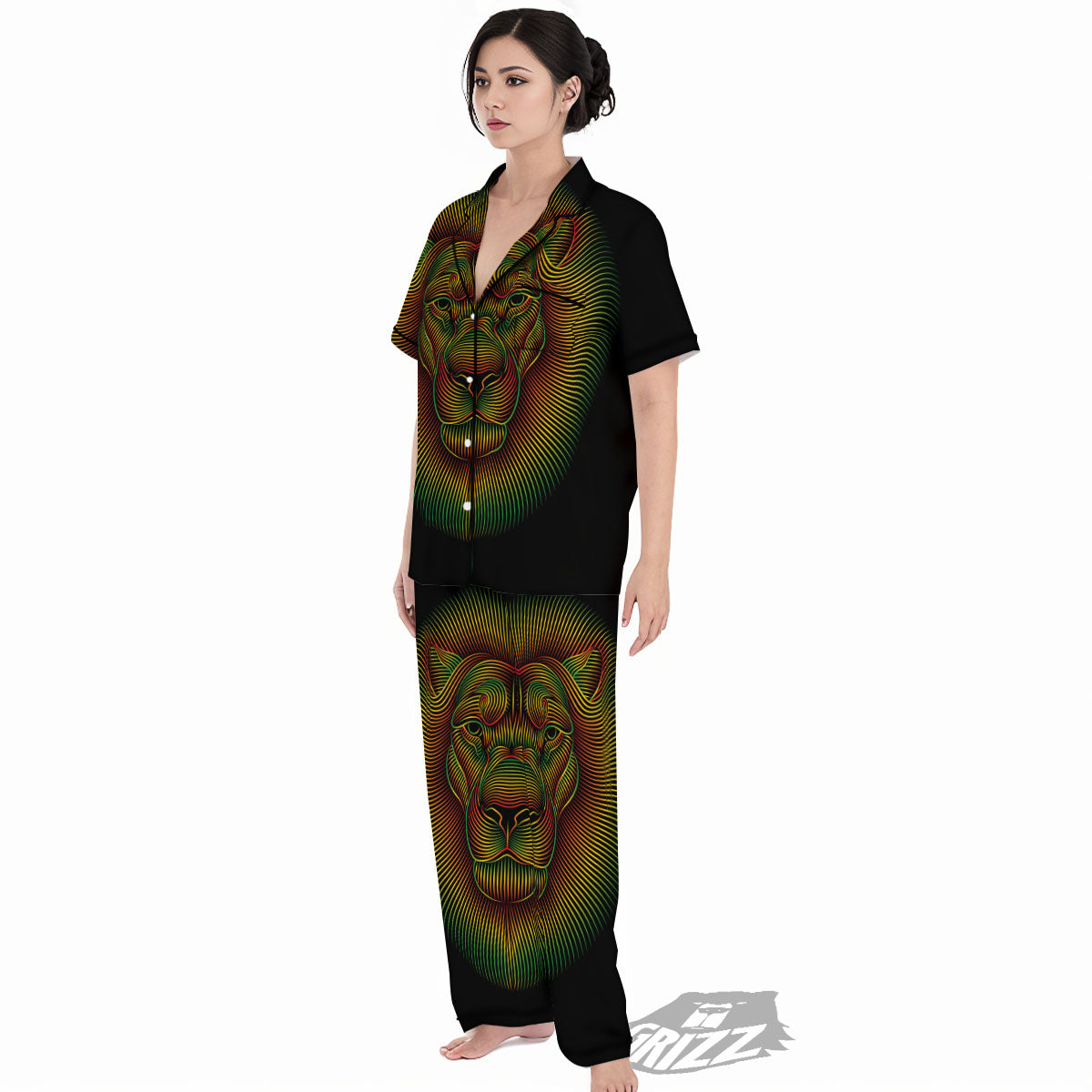 Lion Rasta Print Women's Pajamas Set-grizzshop