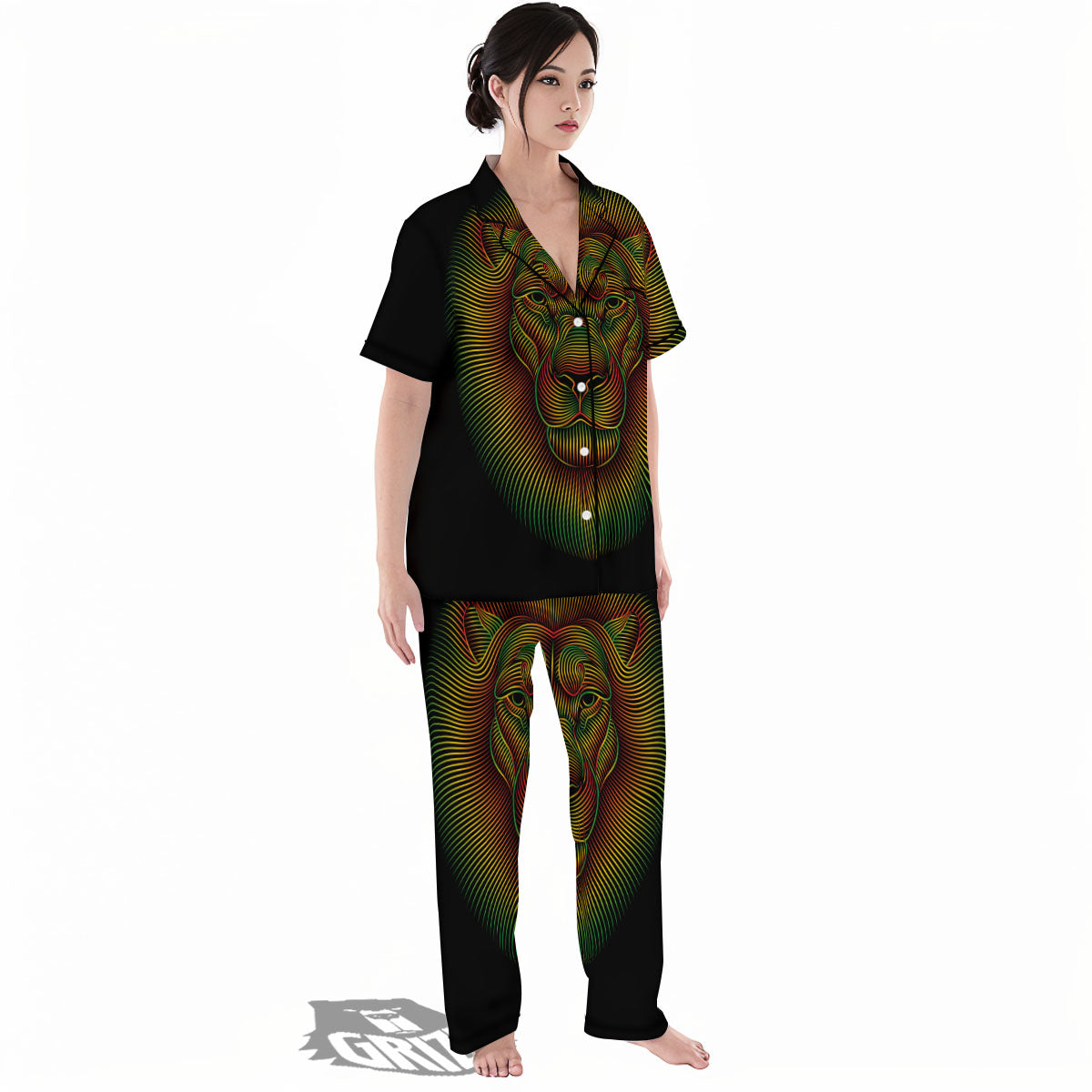 Lion Rasta Print Women's Pajamas Set-grizzshop