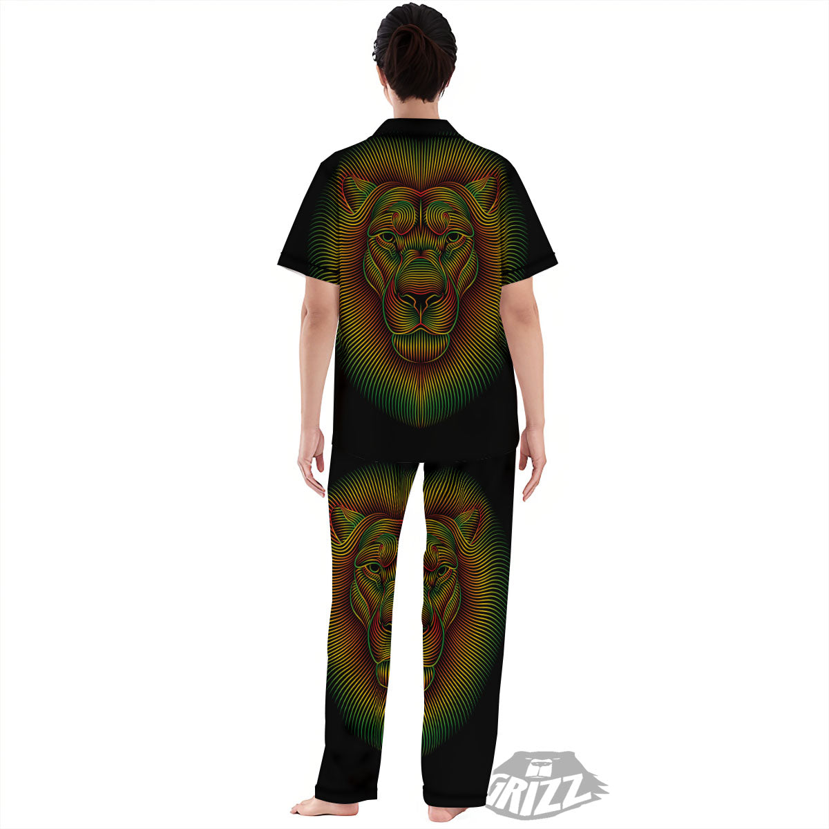 Lion Rasta Print Women's Pajamas Set-grizzshop