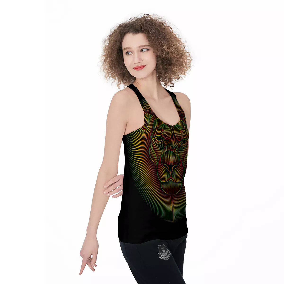 Lion Rasta Print Women's Racerback Tank Top-grizzshop