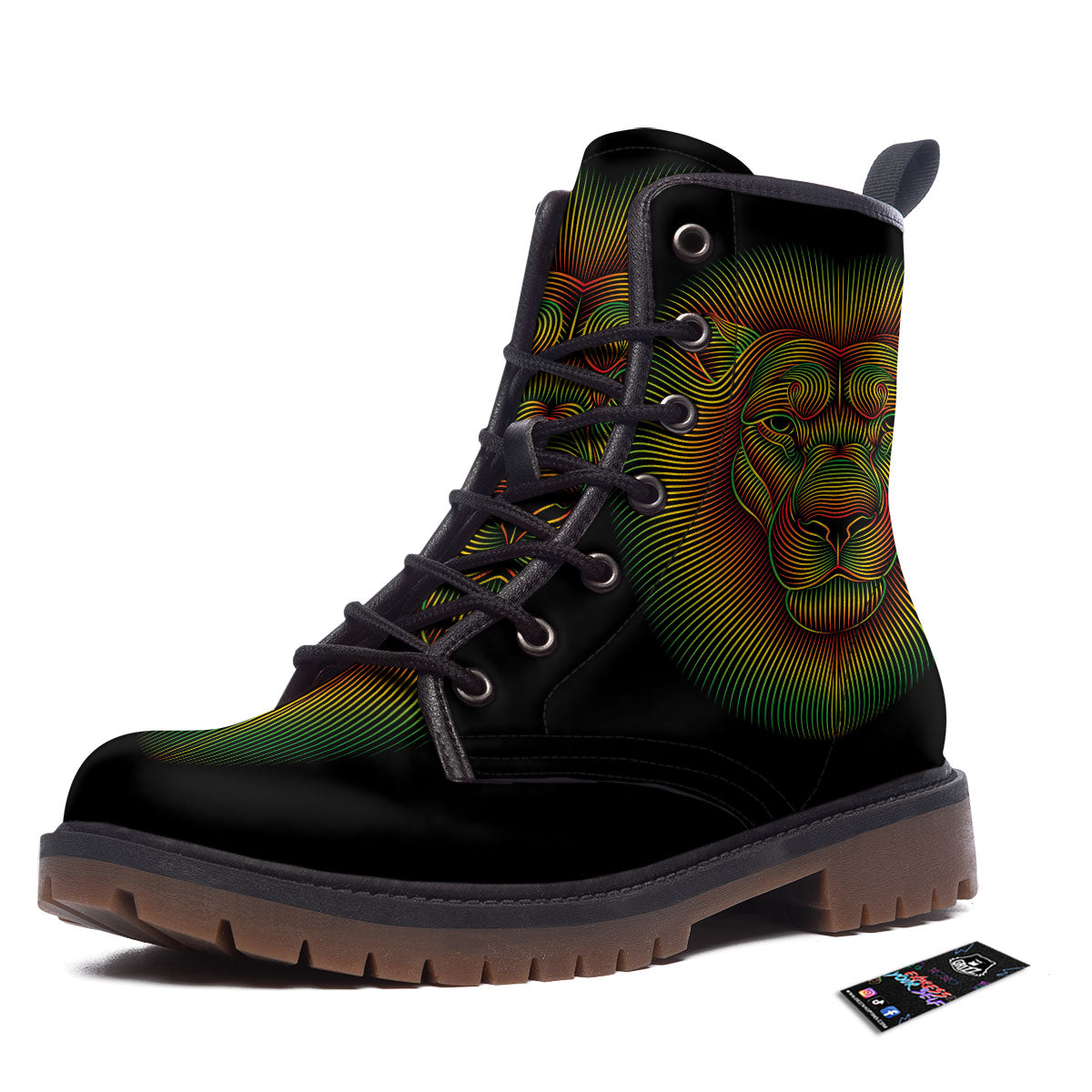 Lion Rasta Print Work Boots-grizzshop