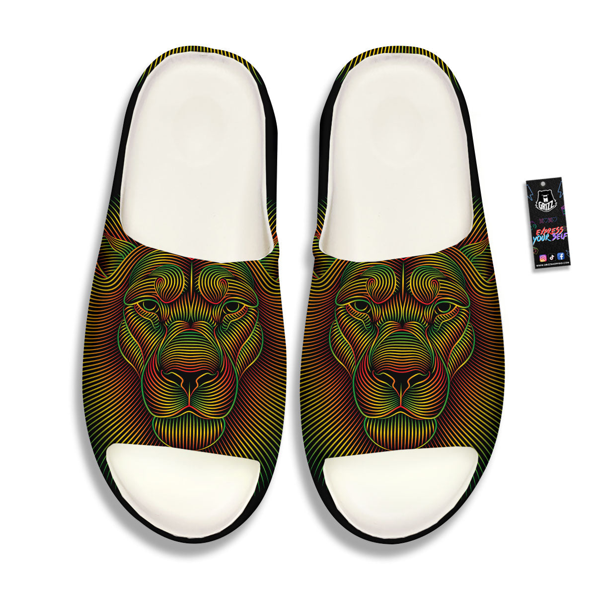 Lion Rasta Print Sandals-grizzshop
