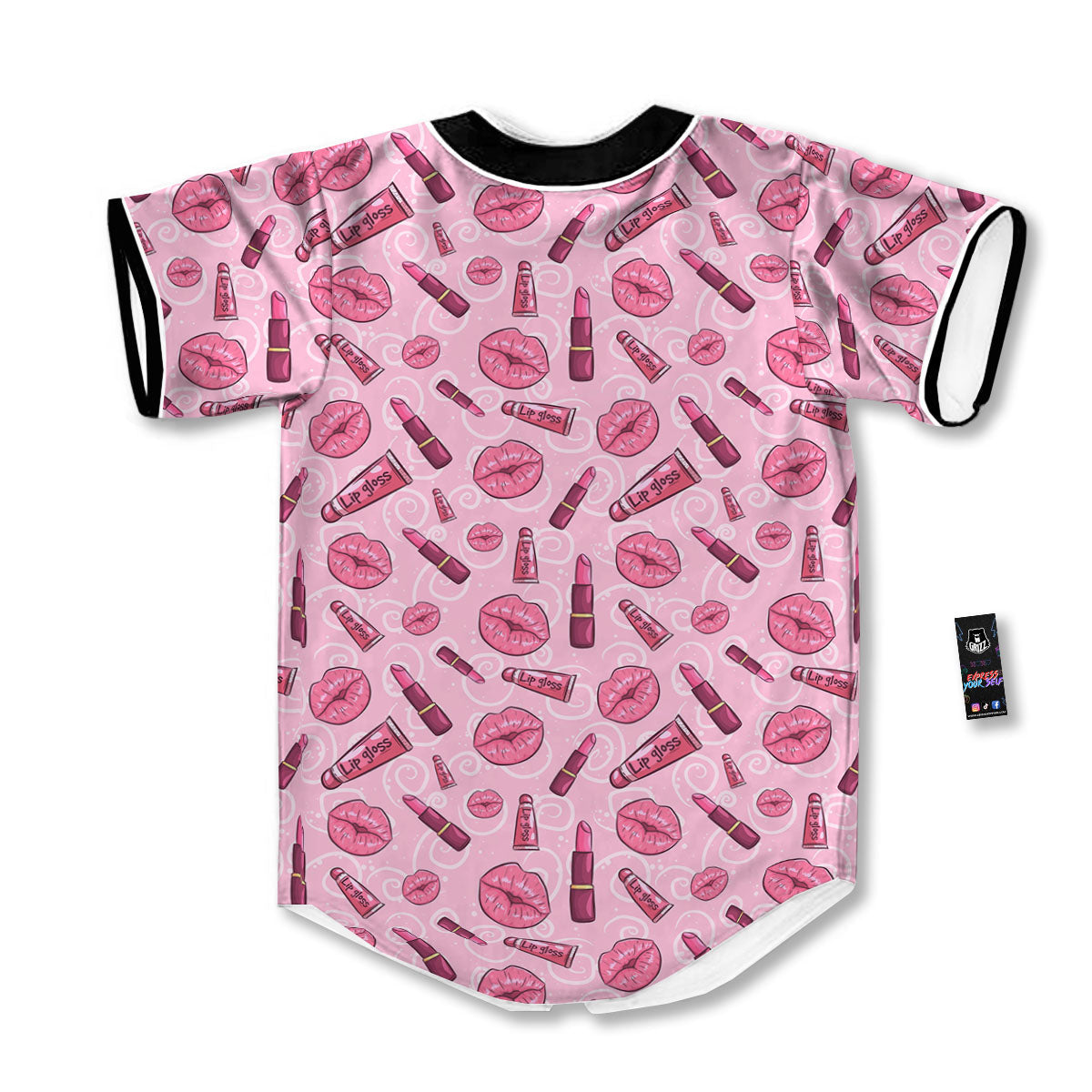 Lips Funky Kiss Print Pattern Baseball Jersey-grizzshop
