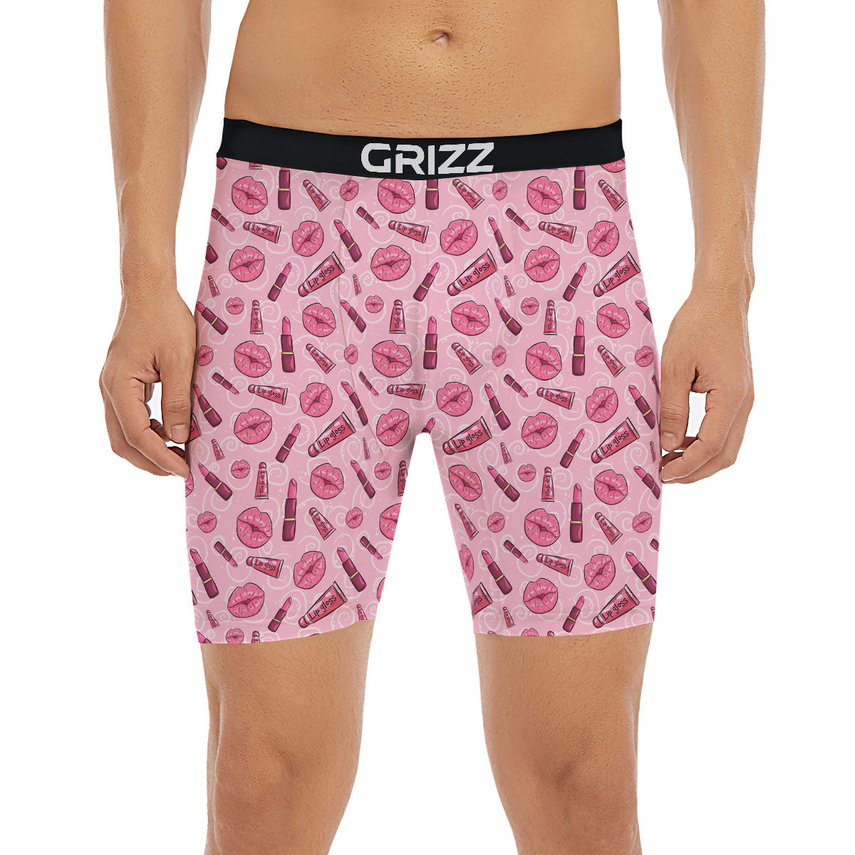 Lips Funky Kiss Print Pattern Boxer Briefs-grizzshop