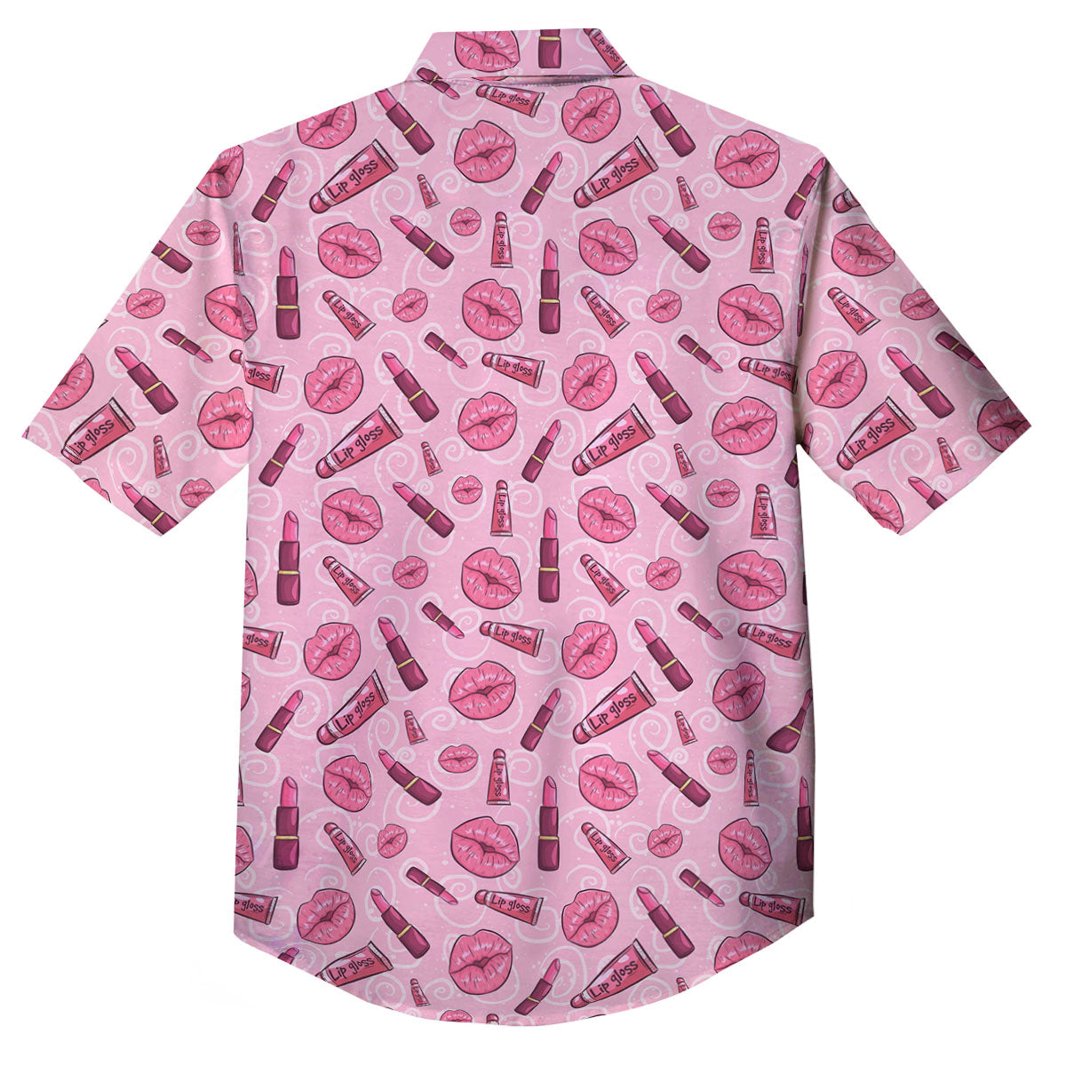 Lips Funky Kiss Print Pattern Button Up Shirt-grizzshop