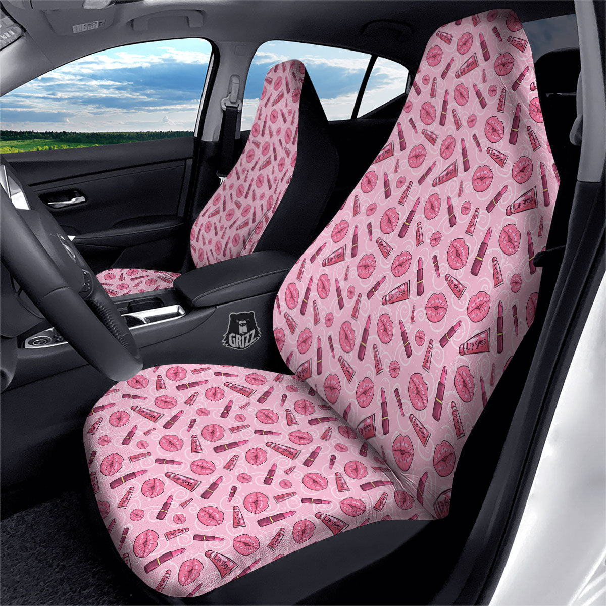 Lips Funky Kiss Print Pattern Car Seat Covers-grizzshop