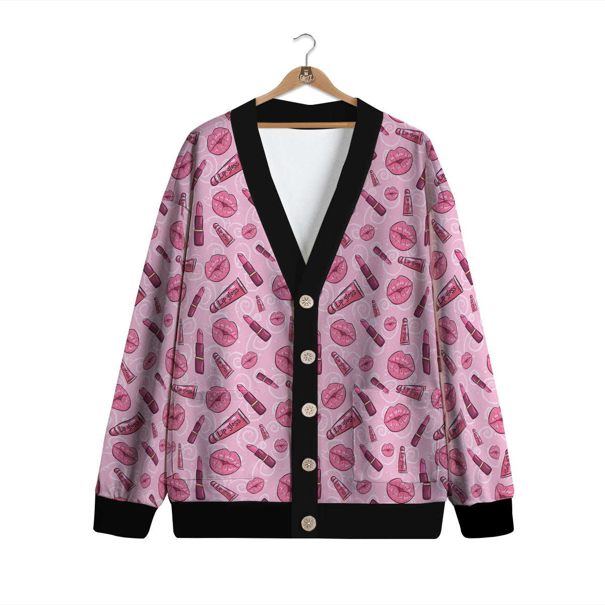 Lips Funky Kiss Print Pattern Cardigan-grizzshop
