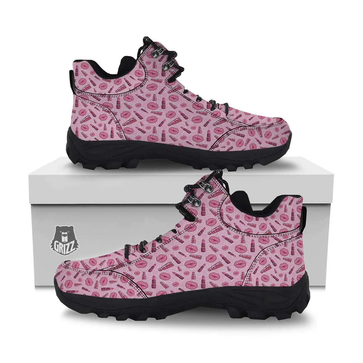 Lips Funky Kiss Print Pattern Hiking Shoes-grizzshop