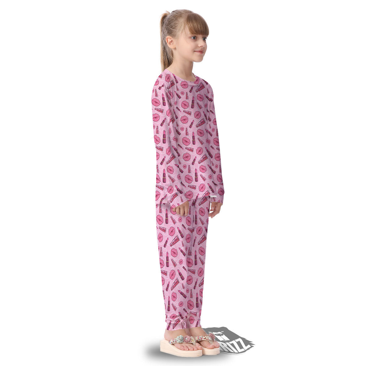 Lips Funky Kiss Print Pattern Kid's Pajamas-grizzshop