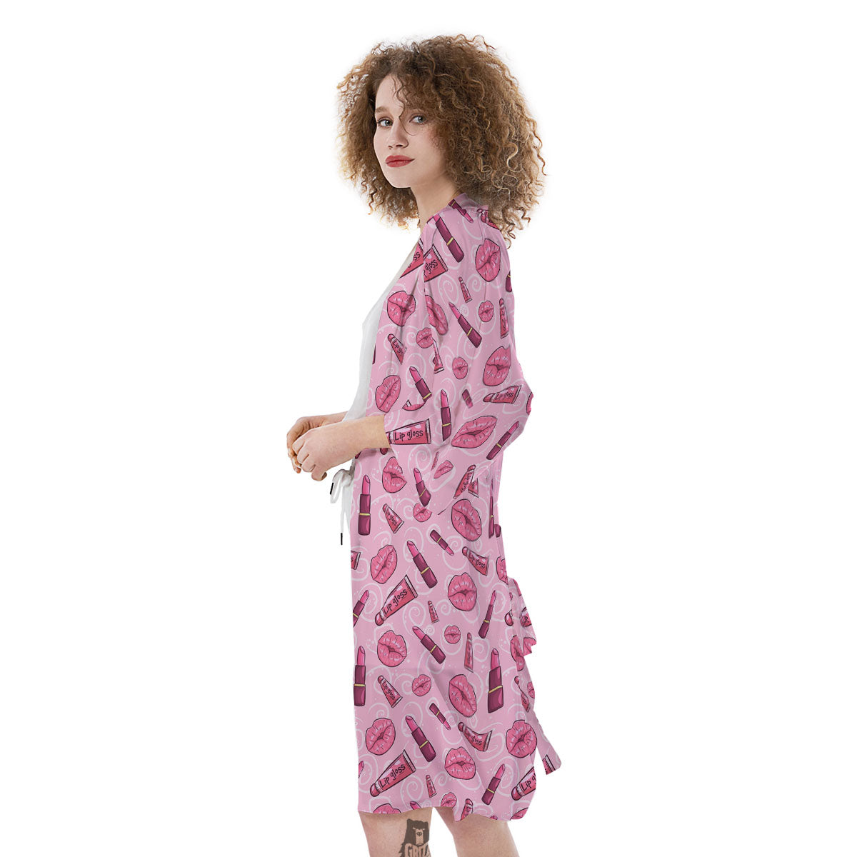 Lips Funky Kiss Print Pattern Kimono-grizzshop