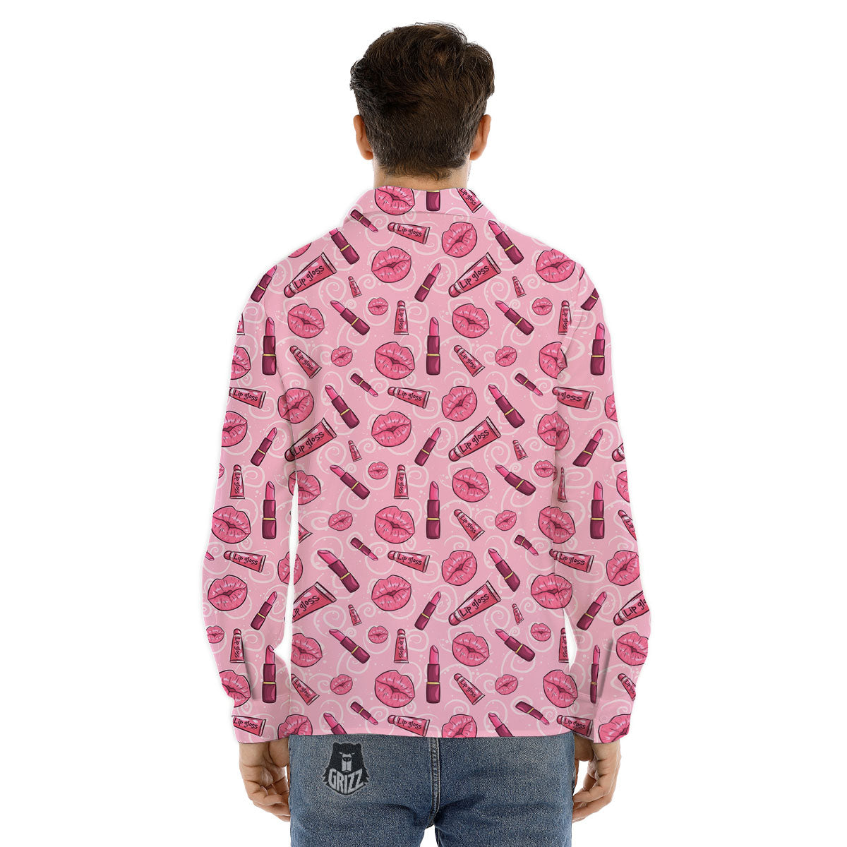 Lips Funky Kiss Print Pattern Men's Dress Shirts-grizzshop