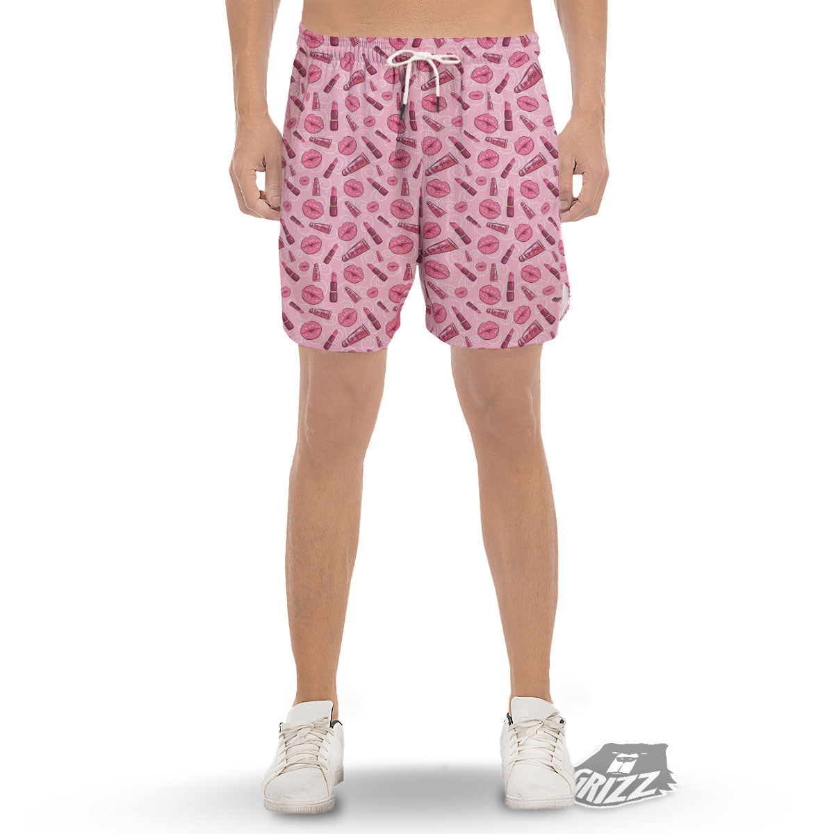 Lips Funky Kiss Print Pattern Men's Gym Shorts-grizzshop