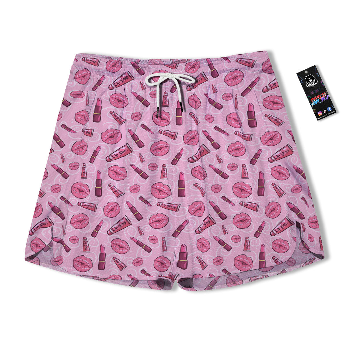 Lips Funky Kiss Print Pattern Men's Running Shorts-grizzshop
