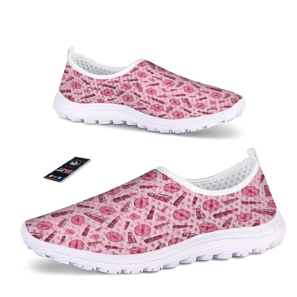 Lips Funky Kiss Print Pattern Nurse Shoes-grizzshop